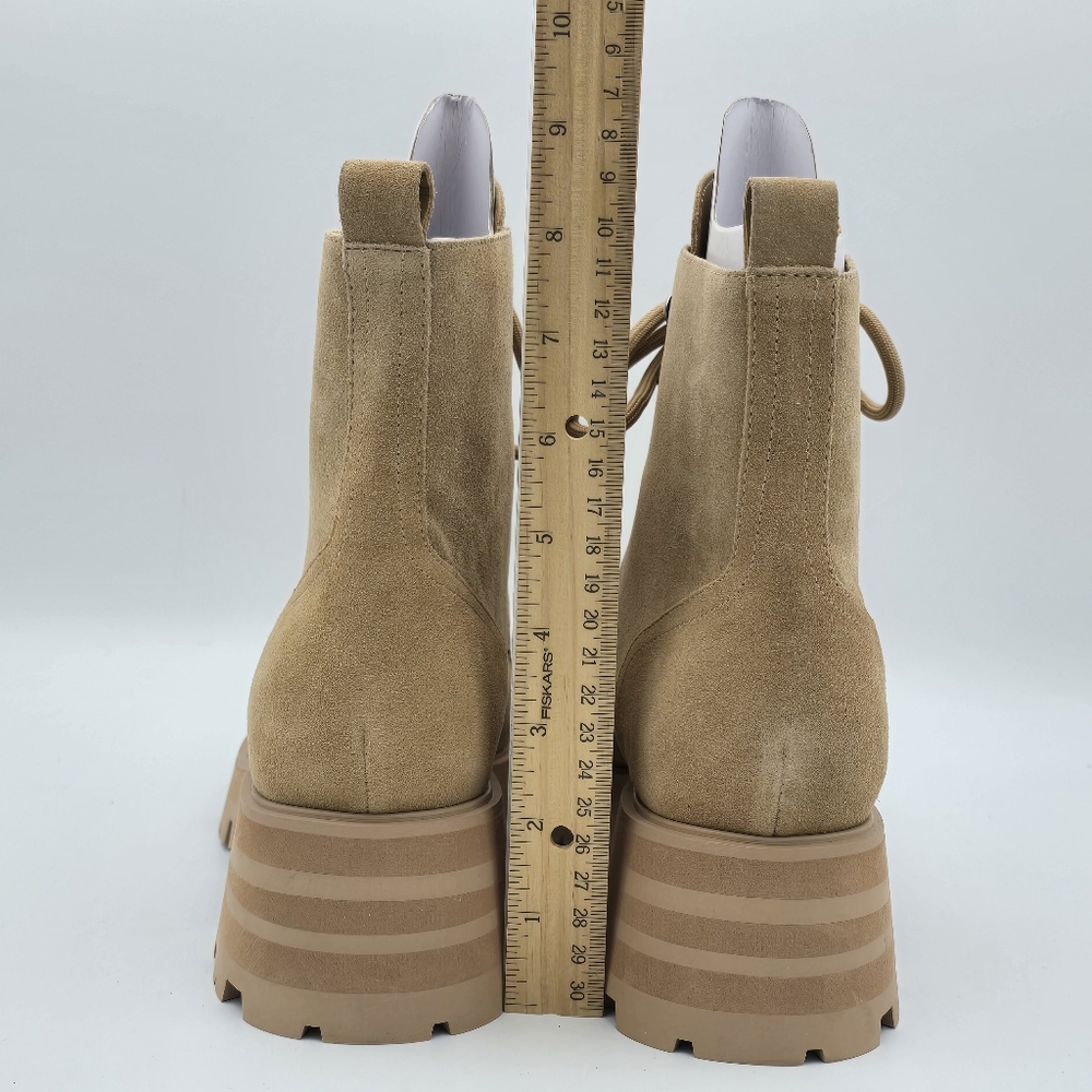 NWOT Marc Fisher LTD Lucien Round-Toe Block-Heel Lace-Up Suede Boots, Tan, Sz 9M - Picture 7 of 13